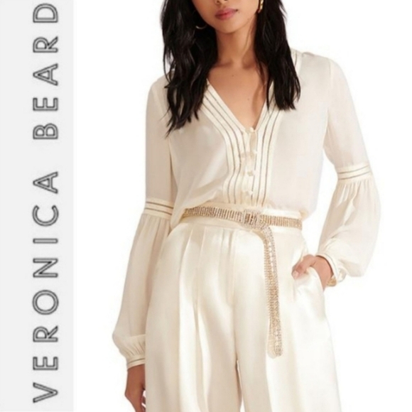 Veronica Beard Tops - Veronica Beard Silk Yumi Pleated Semi-Sheer Top Size 20 (2XL)
